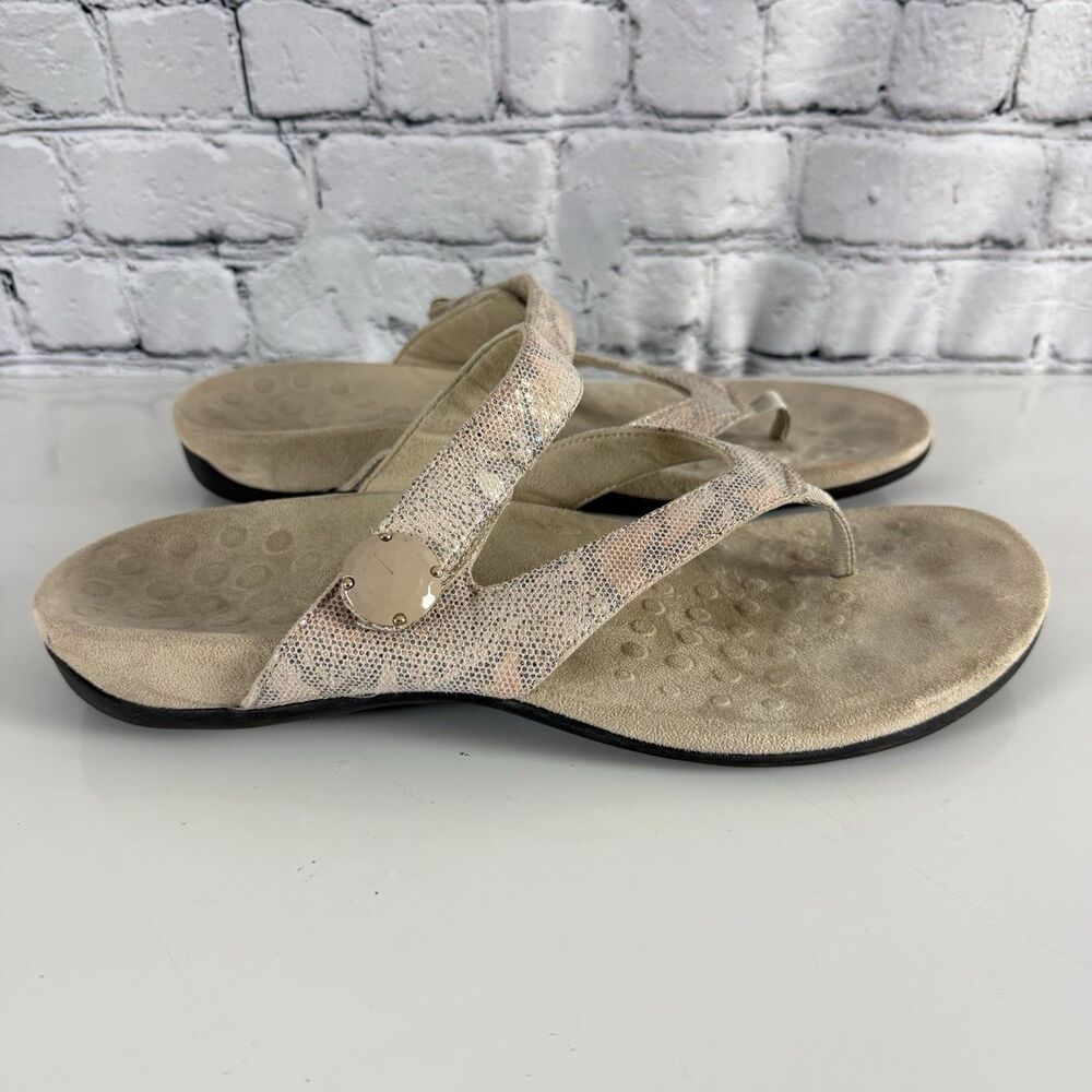 Vionic Womens Cocoa Snake Print Sandals Leather Thong Flip-Flops Shoes 11 (B,M)